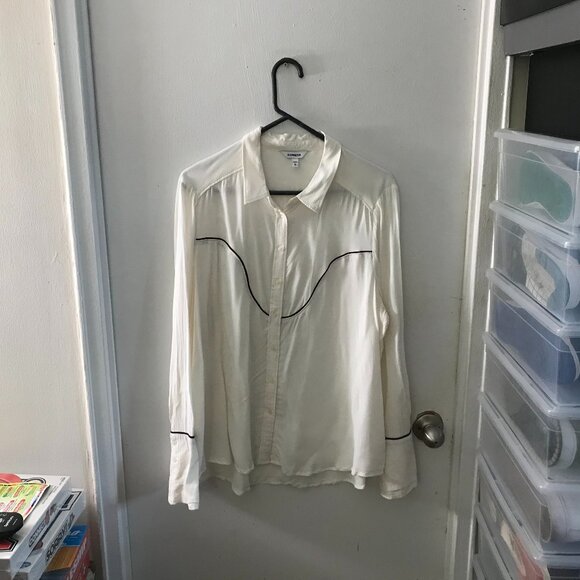 Women's Express Button-down Western-Style Shirt - Off white - Size XL - Picture 1 of 5